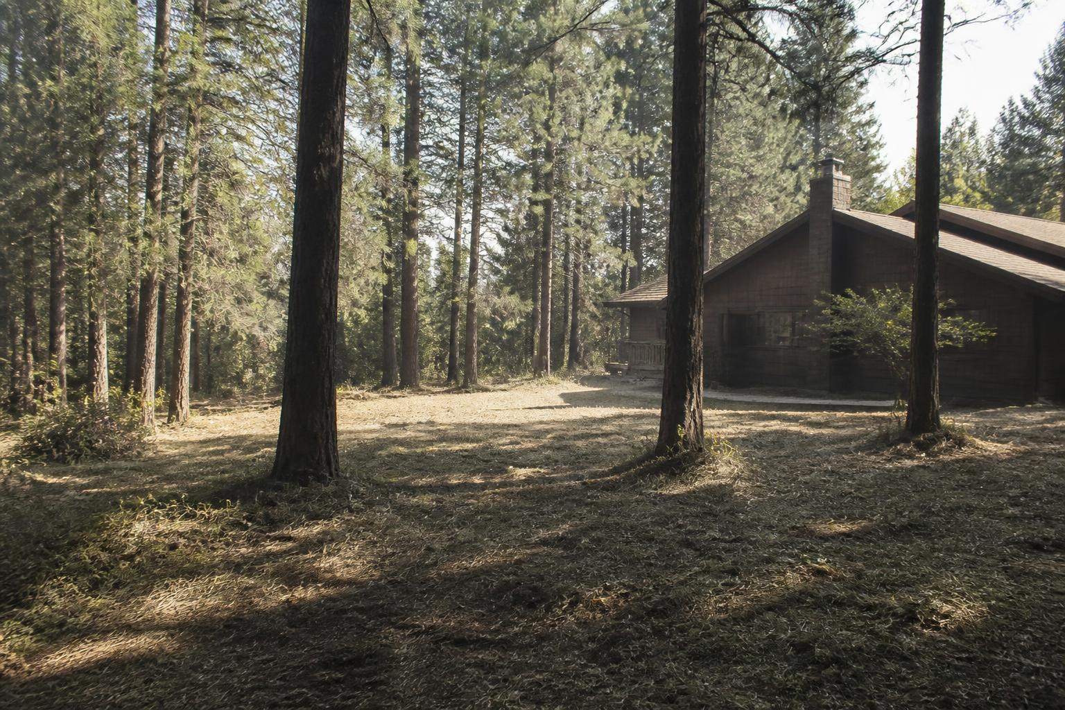 Defensible space cleared around a rural home